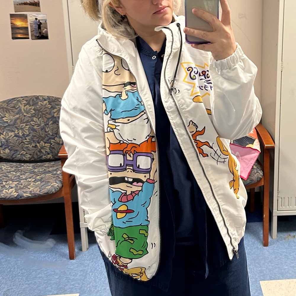 Members Only White Cartoon Utility Jacket